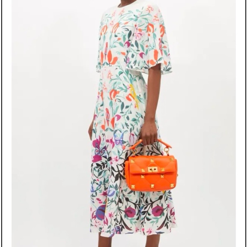 Valentino White Printed Silk Maxi Dress